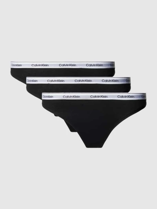 Zdjęcie produktu Stringi z elastycznym pasem w zestawie 3 szt. Calvin Klein Czarny