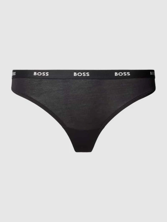 Zdjęcie produktu Stringi z elastycznym pasem z logo Boss Czarny