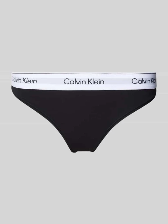 Zdjęcie produktu String z mieszanki bawełny Calvin Klein Czarny