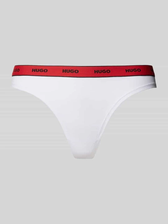 Zdjęcie produktu Stringi z elastycznym pasem z logo model ‘Carousel’ Hugo Biały
