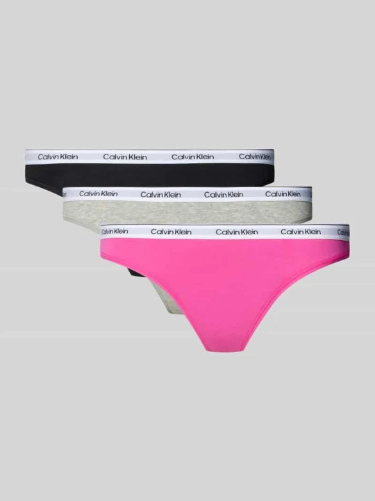 Zdjęcie produktu Stringi z elastycznym paskiem w 3‑pakiecie Calvin Klein Mocnoróżowy