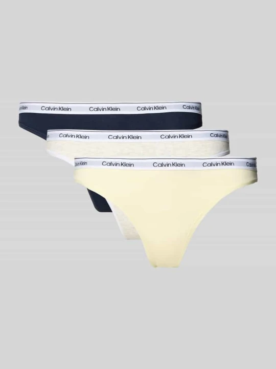 Zdjęcie produktu Stringi z elastycznym paskiem w 3‑pakiecie Calvin Klein Jasnożółty