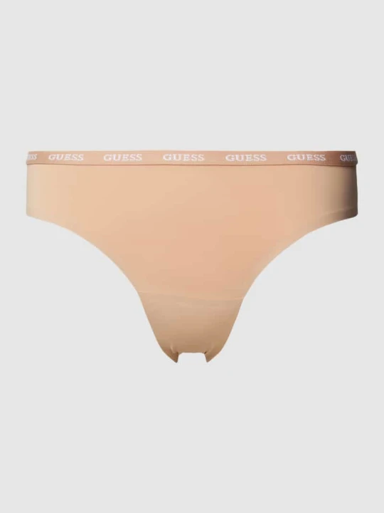 Zdjęcie produktu Stringi z elastycznym paskiem z logo model ‘DARCEY BRAZILIAN’ Guess Beżowy