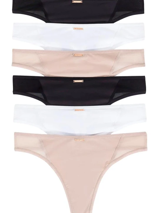 Zdjęcie produktu Stringi z kolekcji Feel Comfort z mikrofibry (6 par) BonPrix biały