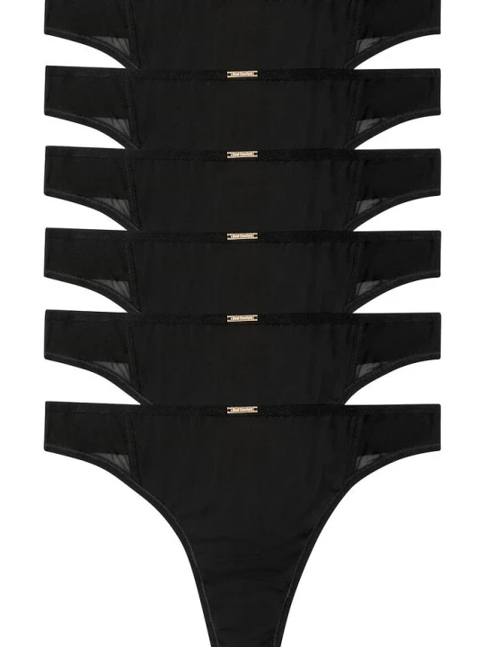 Zdjęcie produktu Stringi z kolekcji Feel Comfort z mikrofibry (6 par) BonPrix czarny