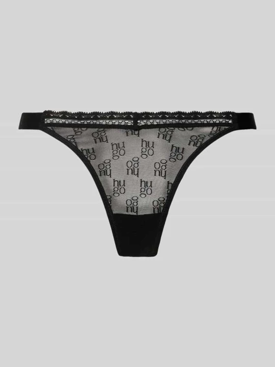 Zdjęcie produktu Stringi z koronką Model „SARTORIAL” Hugo Czarny