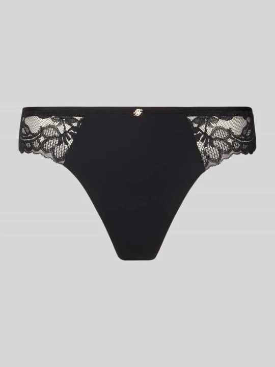 Zdjęcie produktu Stringi z koronką model ‘THONG_BLOSSOM’ Boss Czarny