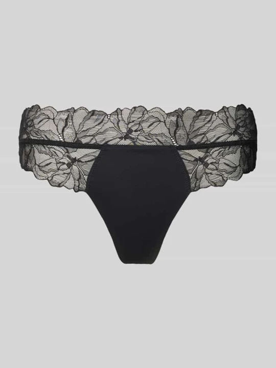 Zdjęcie produktu Stringi z koronki Calvin Klein Czarny