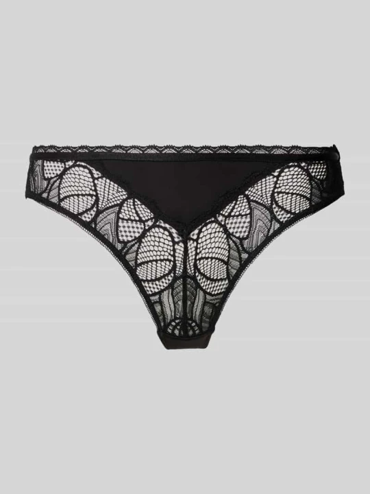 Zdjęcie produktu Stringi z koronkowym obszyciem model ‘Alicia’ Lascana Czarny