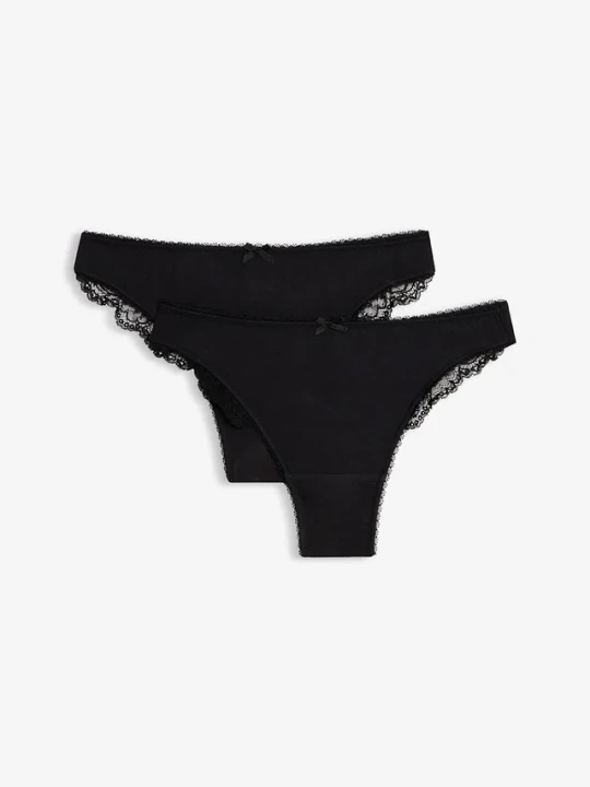 Zdjęcie produktu Stringi z miękkiego modalu (2 szt.) BonPrix czarny
