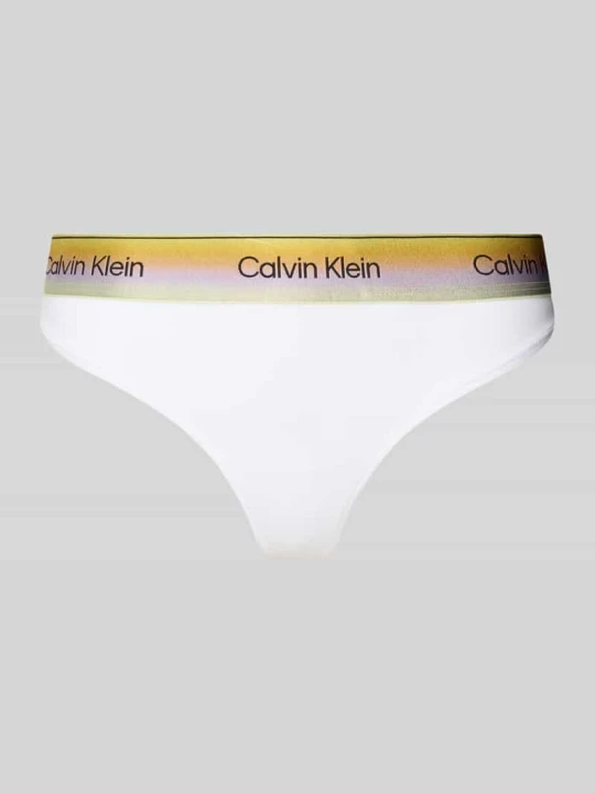 Zdjęcie produktu Stringi z mieszanka bawełny Calvin Klein Biały