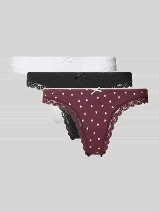 Zdjęcie produktu Stringi z mieszanka bawełny w zestaw 3 szt. Jake*s Śliwkowy