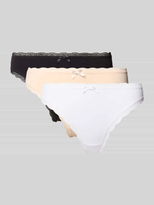 Zdjęcie produktu Stringi z mieszanka bawełny w zestaw 3 szt. model 'ESSENTIAL' Dorina Beżowy