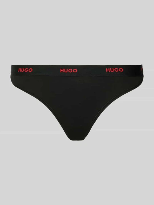 Zdjęcie produktu Stringi z mieszanki bawełny model ‘HUGO ID THONG’ Czarny