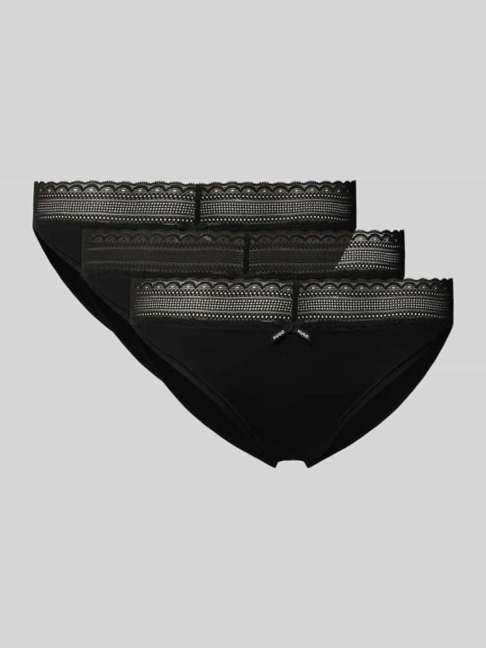 Zdjęcie produktu Majtki z mieszanki bawełny w 3‑pakiecie model 'TRIPLET LACE BRIEF' Hugo Czarny