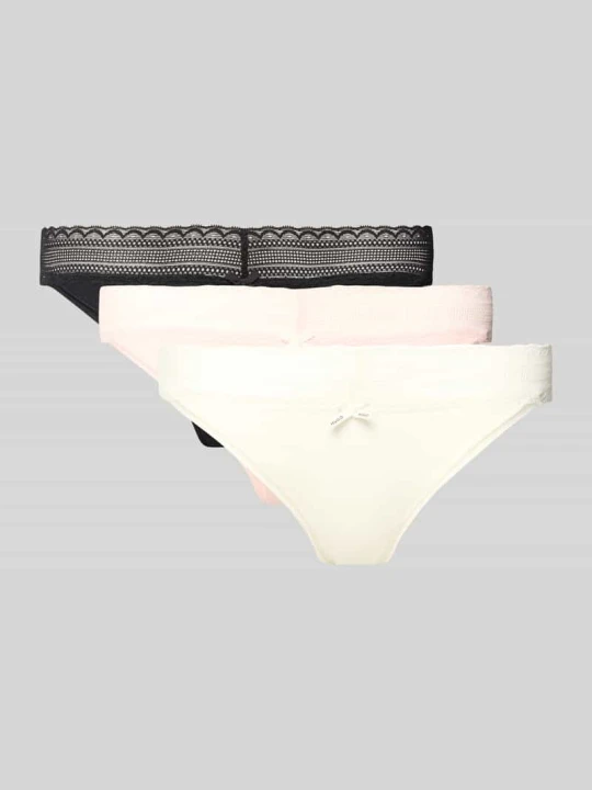 Zdjęcie produktu Majtki z mieszanki bawełny w 3‑pakiecie model 'TRIPLET LACE BRIEF' Hugo Różowy
