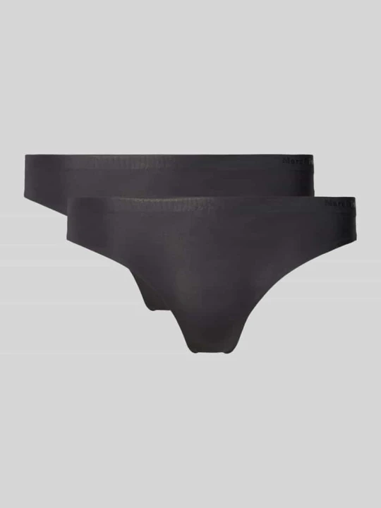 Zdjęcie produktu Stringi z nadrukiem z logo w zestaw 2 szt. Marc O'Polo Czarny