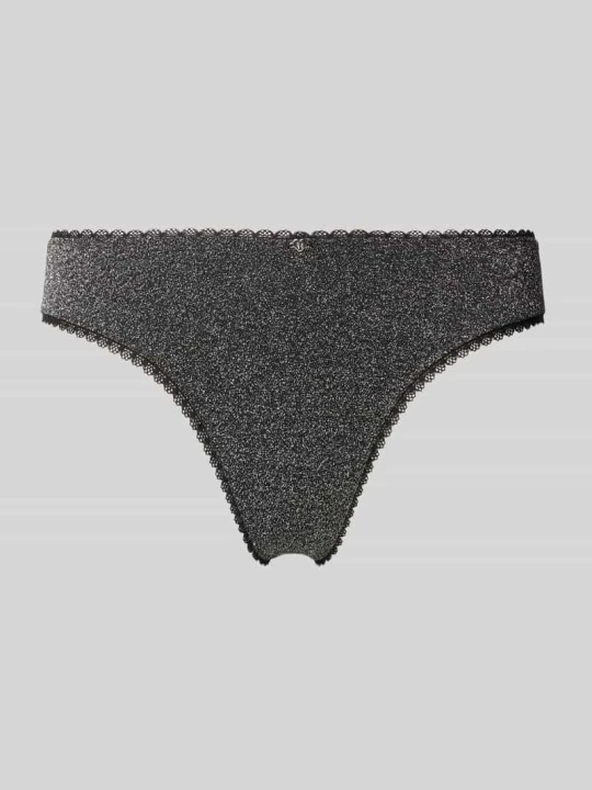 Zdjęcie produktu Stringi z obszyciem koronką model 'LUREX THONG' Hugo Czarny
