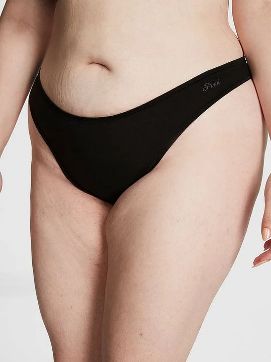 Zdjęcie produktu Stringi z wysokim stanem z bawełny Victoria's Secret Czarny