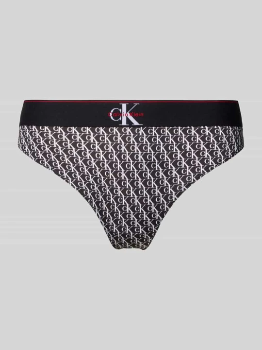 Zdjęcie produktu Stringi z Wzór z logo Calvin Klein Czarny
