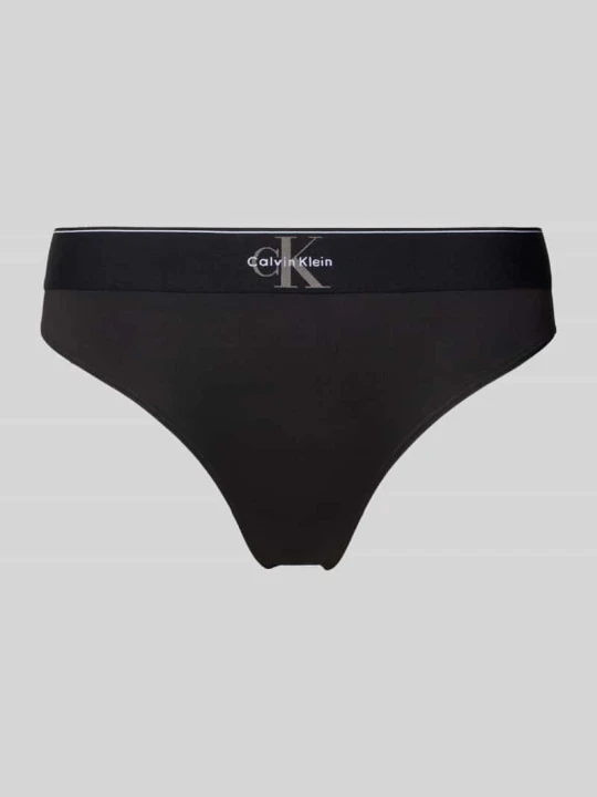 Zdjęcie produktu Stringi z Wzór z logo Calvin Klein Czarny