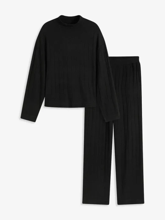 Zdjęcie produktu Strój domowy oversize z miękkiego prążkowanego materiału BonPrix czarny