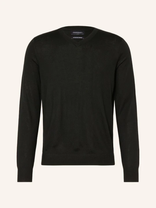 Zdjęcie produktu Strokesman's Sweter Z Wełny Merino schwarz CZARNY