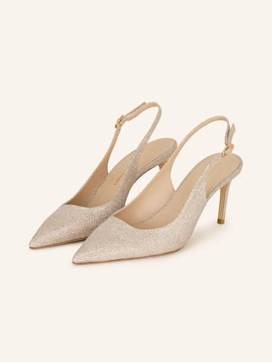 Zdjęcie produktu Stuart Weitzman Czółenka Z Odkrytą Piętą Stuart Power Z Obszyciem Ozdobnymi Kamykami silber SREBRNY