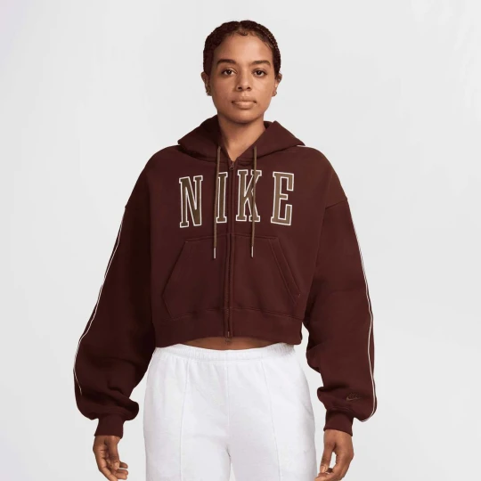 Zdjęcie produktu Studio Fleece Medium Weight Oversized Crop Full-Zip Nike czerwony