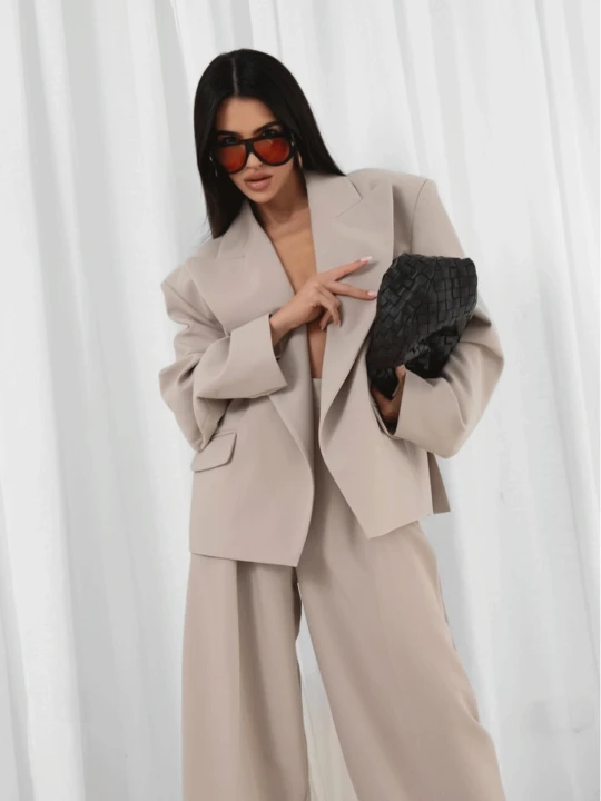 Zdjęcie produktu Stylowa marynarka oversize GILIS - cappuccino  magmac 