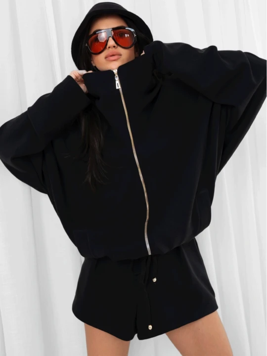 Zdjęcie produktu Stylowy komplet bluza ze spodenkami SHINJU - czarny  magmac 