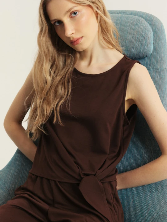 Zdjęcie produktu Stylowy top w kolorze ciemnej czekolady Greenpoint