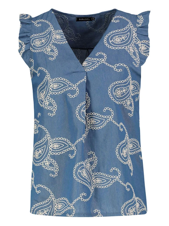 Zdjęcie produktu Sublevel Bluzka w kolorze niebiesko-kremowym rozmiar: M/L