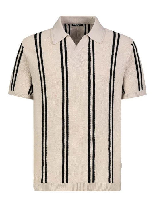 Zdjęcie produktu Sublevel Dzianinowa koszulka polo w kolorze beżowo-czarnym rozmiar: S