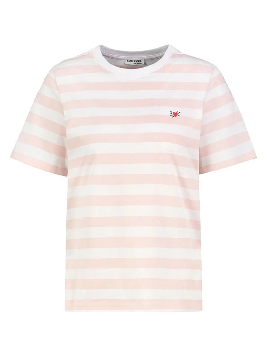 Zdjęcie produktu Sublevel Koszulka w kolorze jasnoróżowo-białym rozmiar: XS