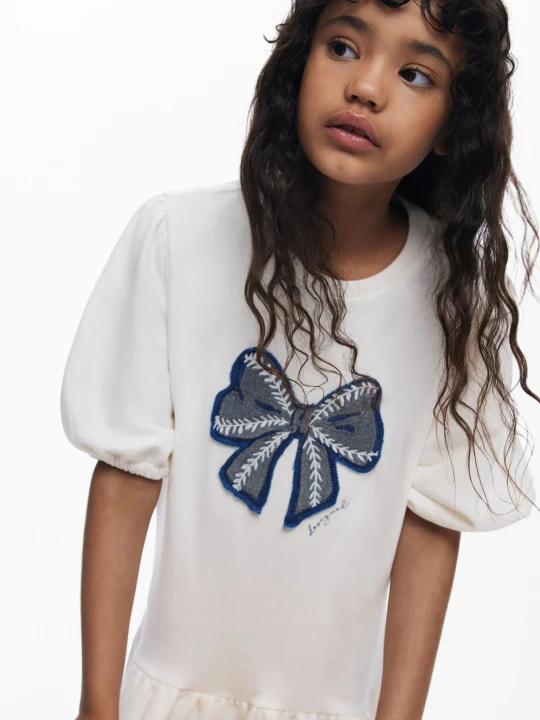 Zdjęcie produktu Sukienka bluza z kokardą Desigual biały