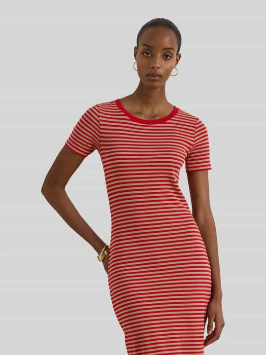 Zdjęcie produktu Sukienka casualowa z mieszanki bawełny z domieszką modalu Lauren Ralph Lauren Czerwony melanż