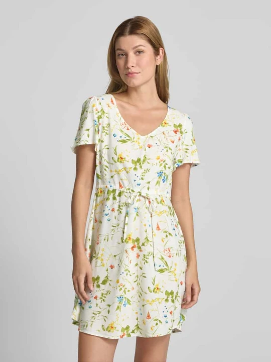 Zdjęcie produktu Sukienka casualowa mini z czystej wiskozy model ‘EASY JOY’ Vero Moda Złamany biały