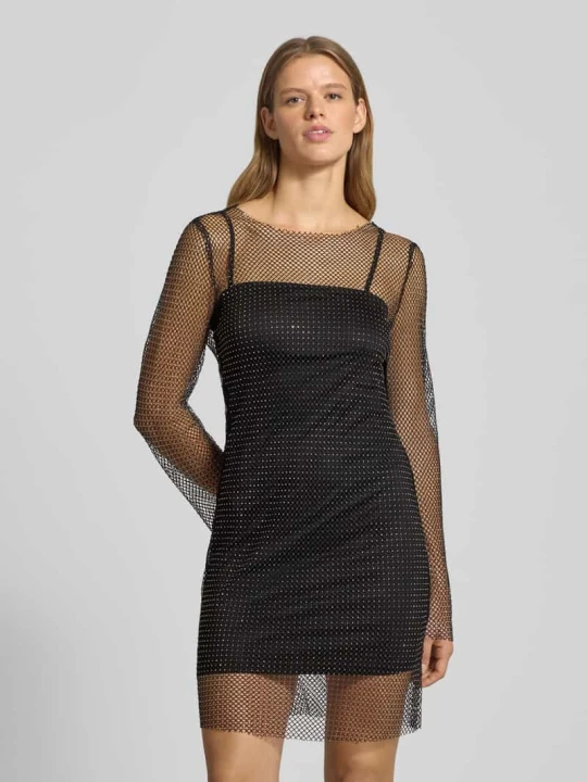 Zdjęcie produktu Sukienka casualowa o dopasowanym kroju z efektem siateczki model ‘TORVI’ Only Czarny