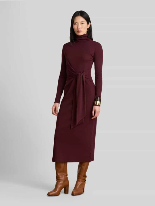 Zdjęcie produktu Sukienka casualowa o kroju regular fit z mieszanki bawełny i modalu Lauren Ralph Lauren Bordowy