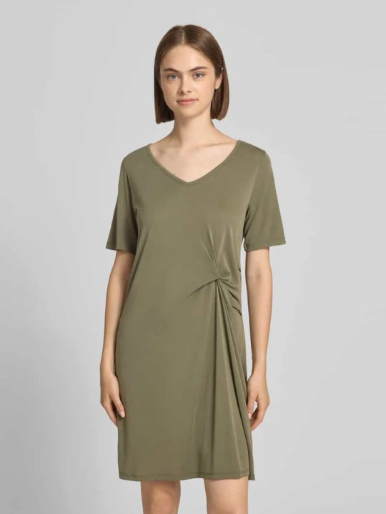 Zdjęcie produktu sukienka casualowa o kroju regular fit z mieszanki wiskozy model 'ANORA' Pieces Khaki