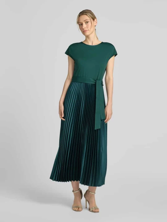 Zdjęcie produktu sukienka casualowa o kroju regular fit z plisowaną spódnicą model 'GELA' Weekend Max Mara Ciemnozielony