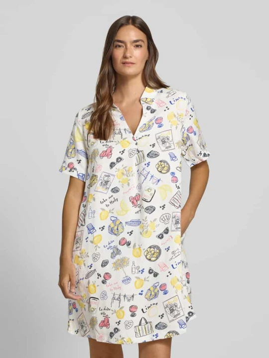 Zdjęcie produktu Sukienka casualowa o kroju relaxed fit z mieszanki lnu i wiskozy Tom Tailor Biały