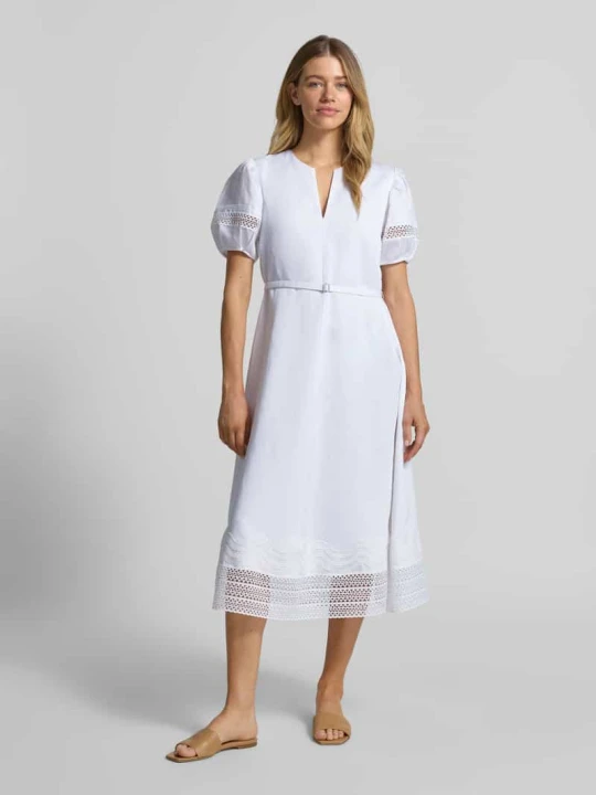 Zdjęcie produktu sukienka casualowa o linii a z mieszanki lyocellu i lnu model 'DORALIA' Boss Biały