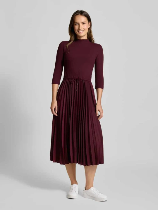 Zdjęcie produktu Sukienka casualowa taliowana z mieszanki wiskozy Tommy Hilfiger Bordowy