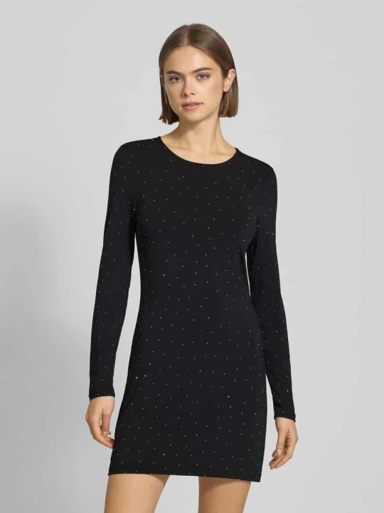 Zdjęcie produktu Sukienka casualowa taliowana z obszyciem kamieniami stras model ‘ZITA’ Only Czarny