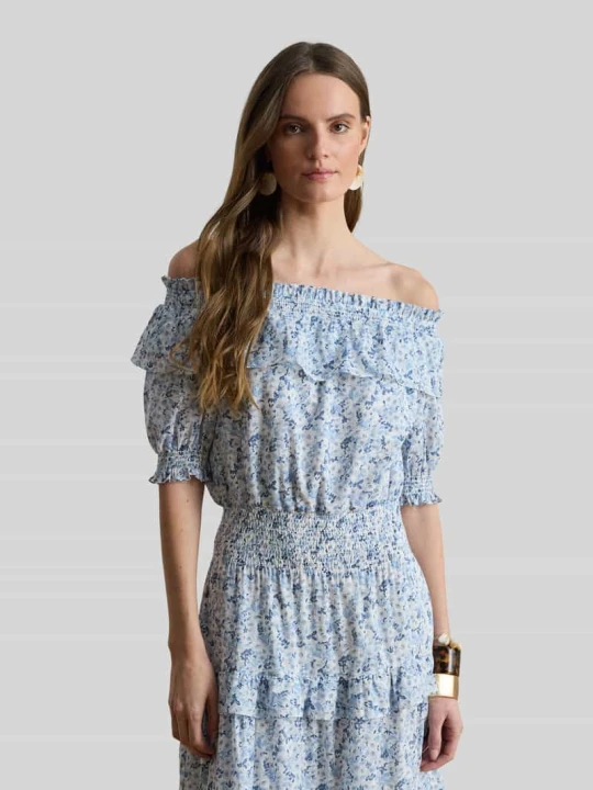 Zdjęcie produktu Sukienka casualowa z czystej bawełny Lauren Ralph Lauren Jasnoniebieski melanż