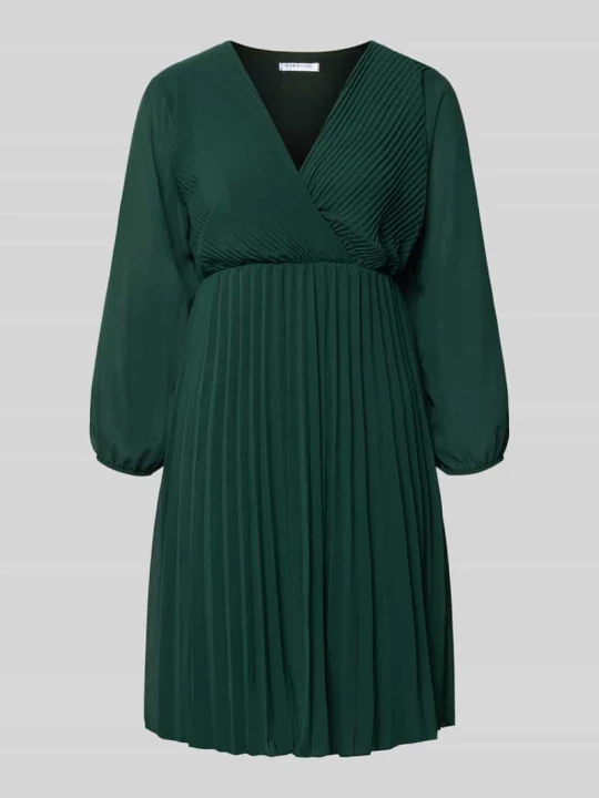 Zdjęcie produktu Sukienka casualowa z dekoltem w serek model 'Im44sa' ZABAIONE Ciemnozielony