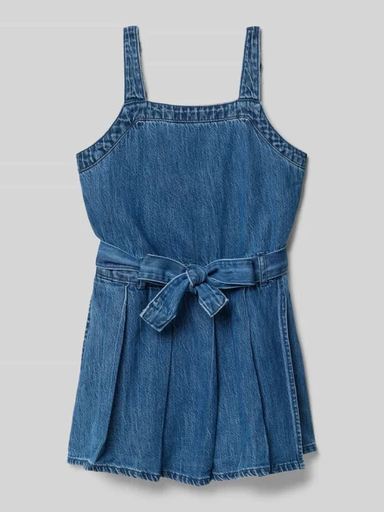 Zdjęcie produktu Sukienka denimowa z plisami i wiązanym paskiem Abercrombie & Fitch Niebieski