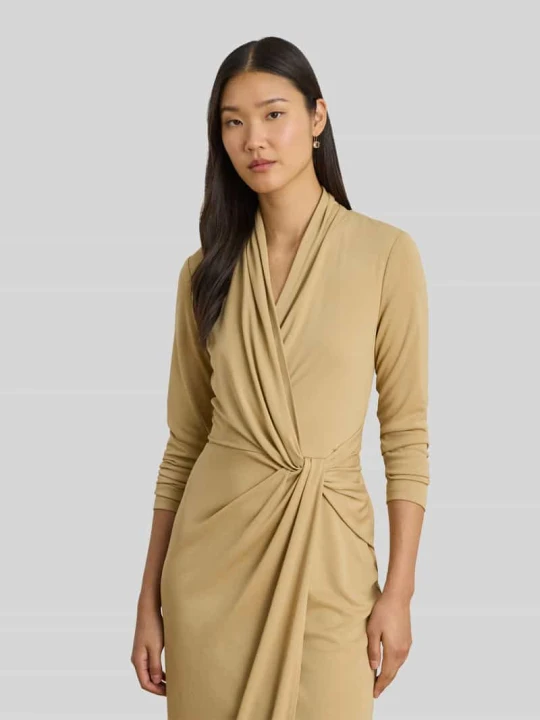 Zdjęcie produktu Sukienka do kolan w stylu kopertowym Lauren Ralph Lauren Piaskowy